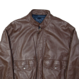 ST MICHAEL Mens Biker Jacket Brown Leather 2XL Online now