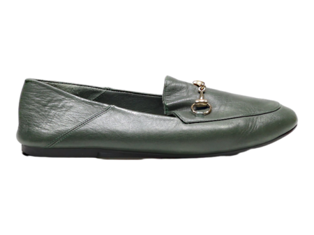 GUCCI Loafer Shoes Green Leather Womens UK 8 For Cheap