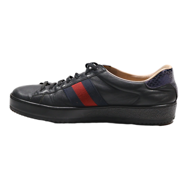 GUCCI Sneaker Trainers Black Leather Mens UK 8 Online Sale