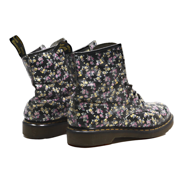 DR MARTENS 1460 Floral Lace-Up Boots Black Leather Womens UK 7 For Cheap