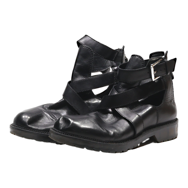 GUESS Ankle Boots Black Leather Womens UK 8 on Sale