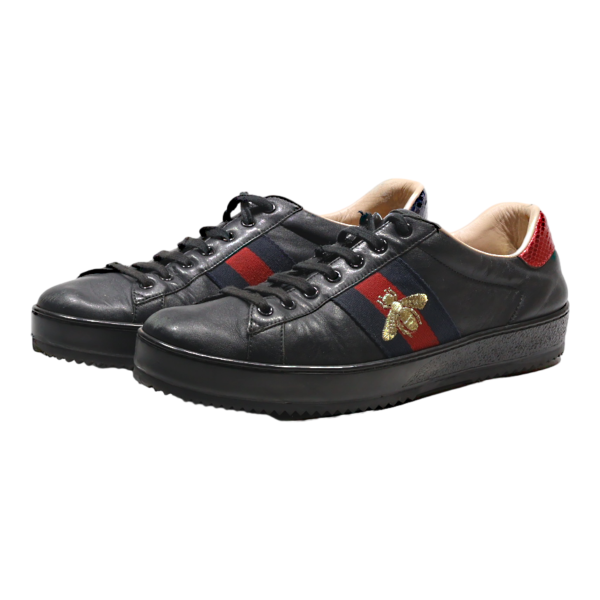 GUCCI Sneaker Trainers Black Leather Mens UK 8 Online Sale