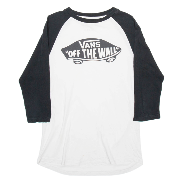 VANS CUSTOM Mens T-Shirt White 3 4 Sleeve XS Online