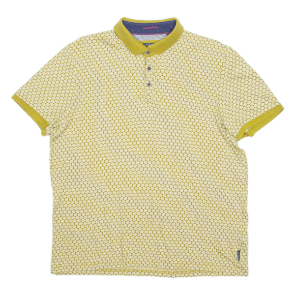 TED BAKER Mens Polo Shirt Gold Geometric L Online Hot Sale