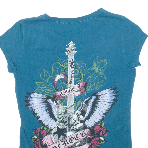 Rock On Womens Band T-Shirt Blue XS For Cheap