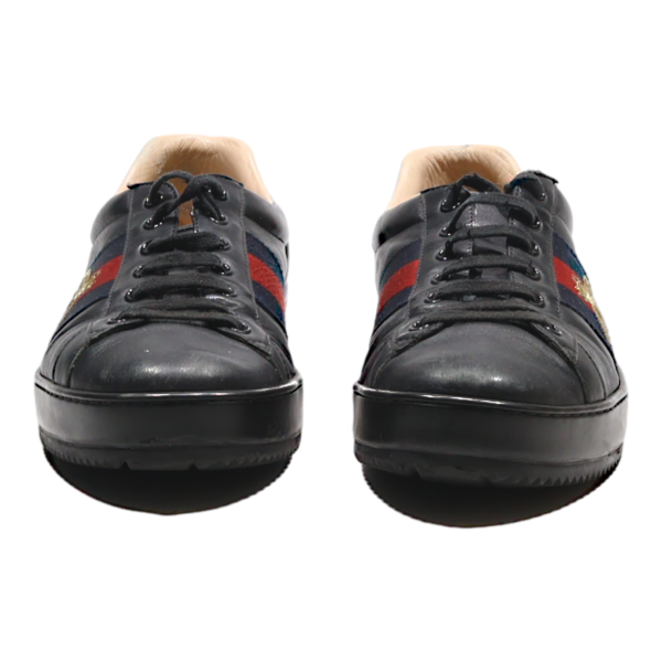 GUCCI Sneaker Trainers Black Leather Mens UK 8 Online Sale