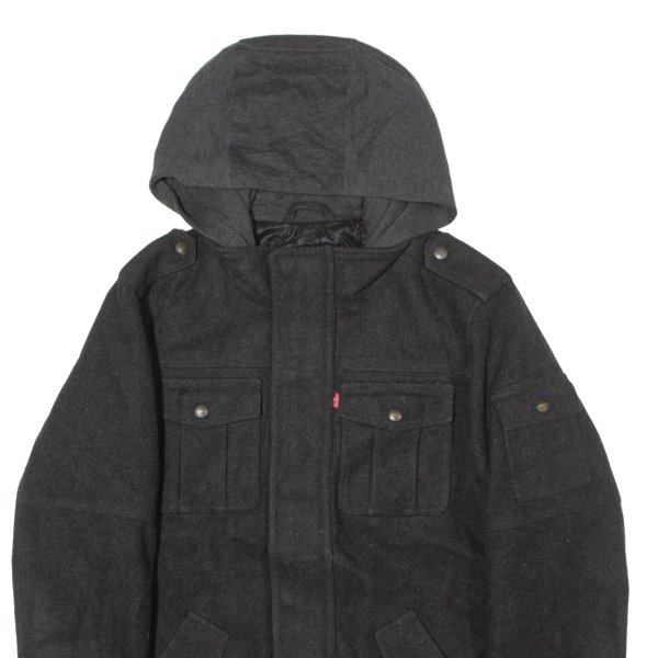 LEVI S Mens Coat Grey Wool Hooded S Online now