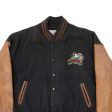 DISNEY Mickey Mouse Quilted Lined Mens Varsity Jacket Black Knit Wool 90s USA M Fashion