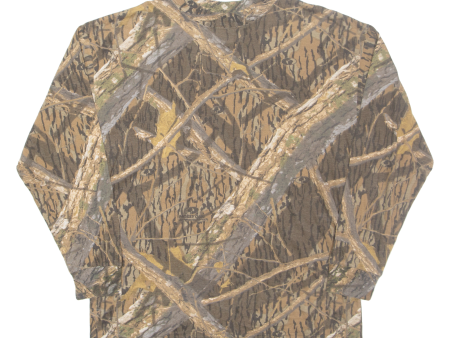 SHADOW BRANCH Woodland Camo Mens T-Shirt Brown Long Sleeve XL Online now