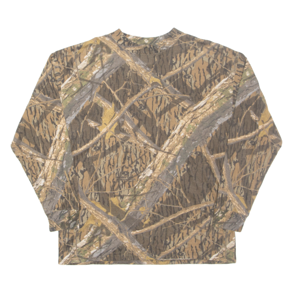 SHADOW BRANCH Woodland Camo Mens T-Shirt Brown Long Sleeve XL Online now