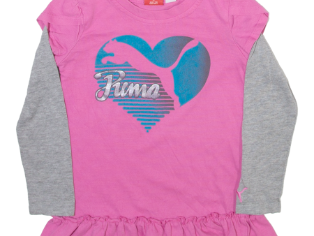 PUMA Girls T-Shirt Pink Long Sleeve 4Y Online Hot Sale