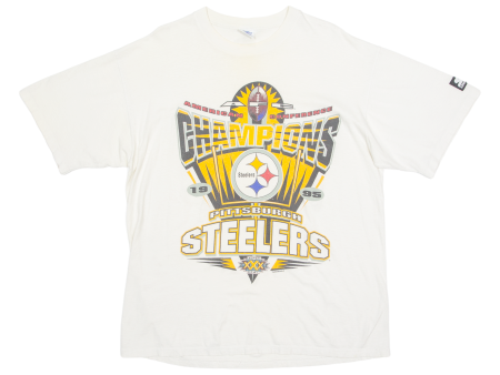 STARTER Pittsburgh Steelers Mens T-Shirt Cream USA Crew Neck L on Sale