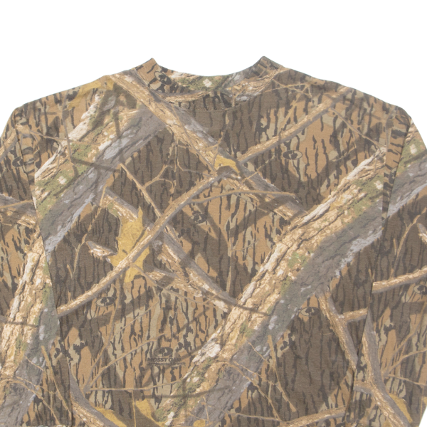 SHADOW BRANCH Woodland Camo Mens T-Shirt Brown Long Sleeve XL Online now