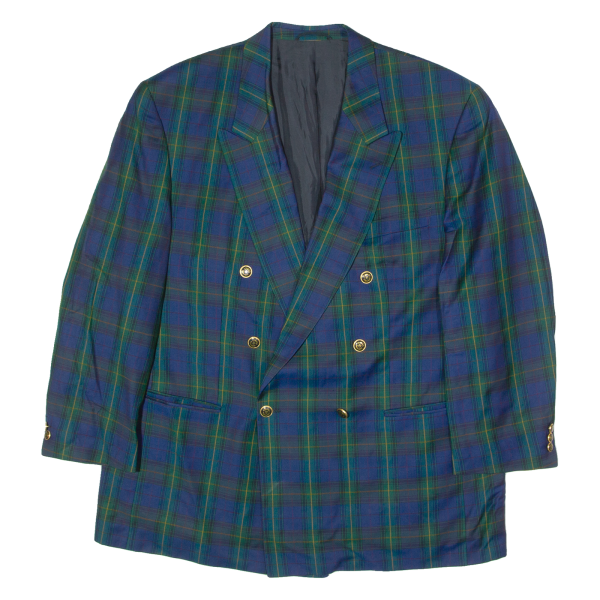 DESCH Mens Blazer Jacket Blue Wool 90s Plaid 2XL on Sale