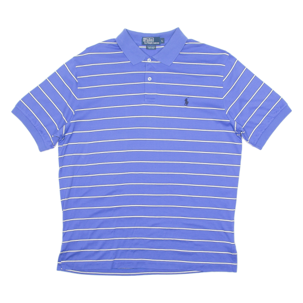 POLO RALPH LAUREN Mens Polo Shirt Blue Striped L For Sale