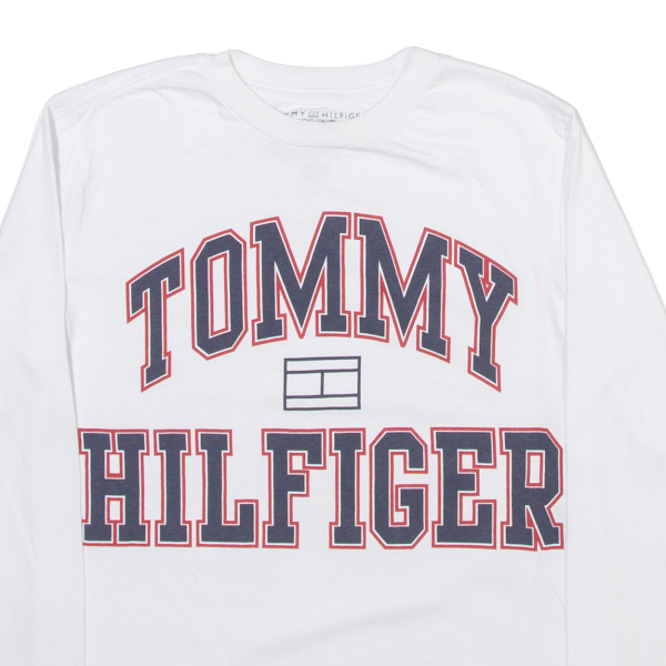 TOMMY HILFIGER Boys T-Shirt White Long Sleeve L Hot on Sale