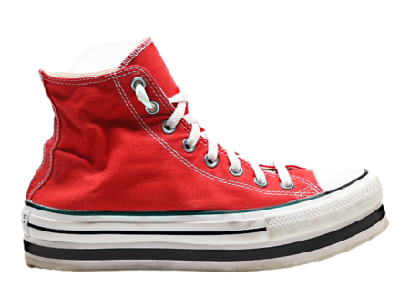 CONVERSE Platform High Top Trainers Red Canvas Womens UK 7 Online Hot Sale