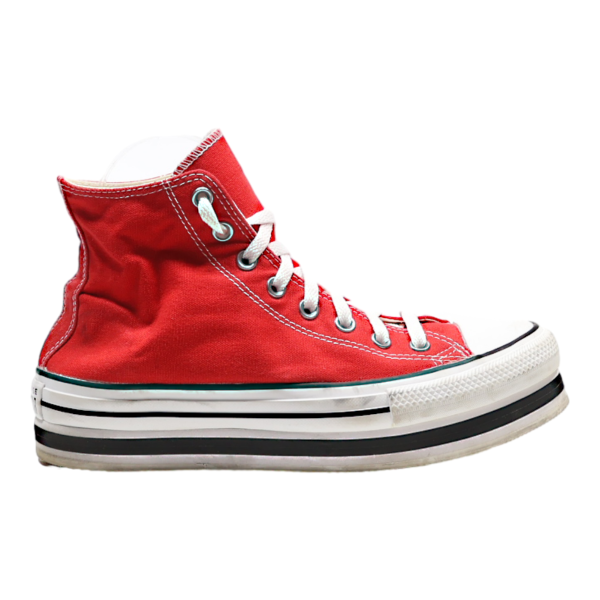 CONVERSE Platform High Top Trainers Red Canvas Womens UK 7 Online Hot Sale