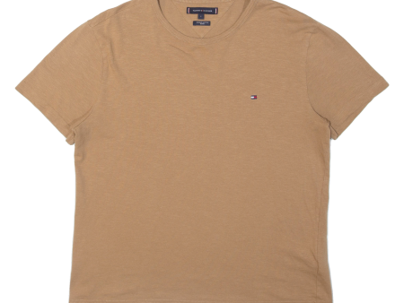 TOMMY HILFIGER Mens T-Shirt Brown L Online now