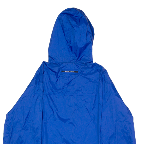 TOMMY HILFIGER Mens Rain Jacket Blue Nylon Hooded L Online Hot Sale