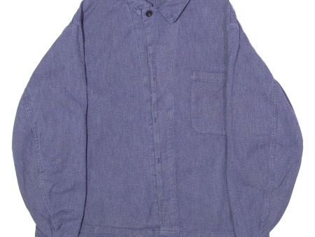 Swiss Mens Workwear Jacket Blue Twill 90s L Cheap