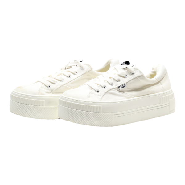 BUFFALO Platform Trainers White Canvas Womens UK 6 Hot on Sale