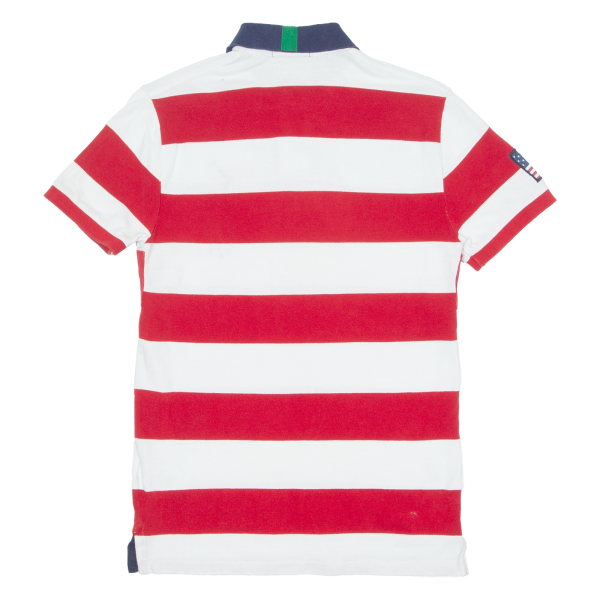 POLO RALPH LAUREN Custom Slim Fit Mens Polo Shirt Red Striped XS Hot on Sale