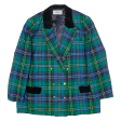 HELEN Womens Blazer Jacket Green Wool 90s Plaid UK 18 Cheap