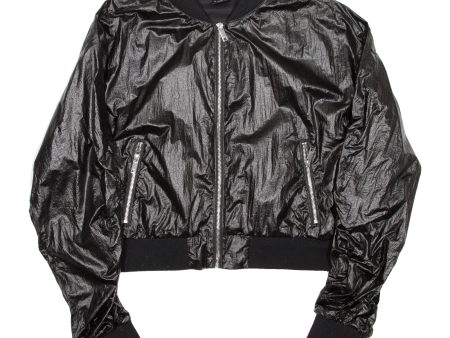 DKNY Cropped Womens Bomber Jacket Black Nylon L Discount