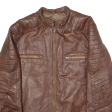 REAL LEATHER GARMENTS Mens Biker Jacket Brown Leather XL For Sale