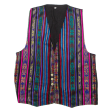 Mens Waistcoat Black Knit 90s Crazy Pattern L Online Sale