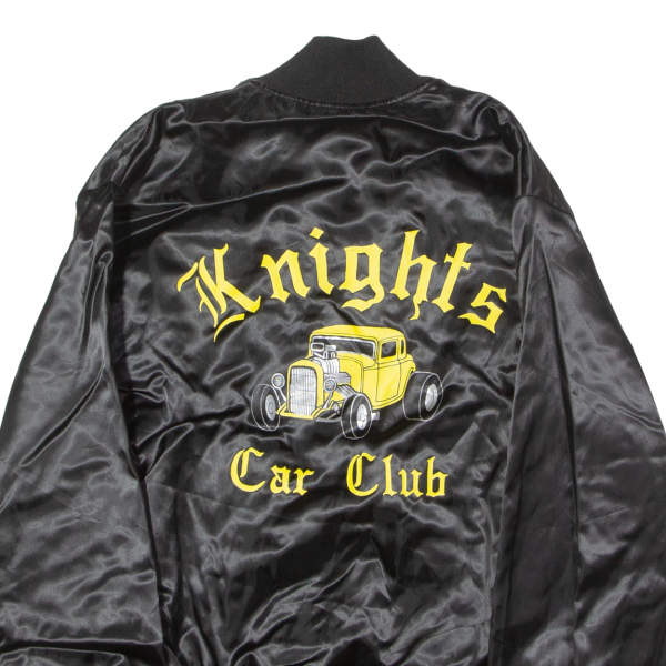 HOLLOWAY Knights Car Club Mens Bomber Jacket Black Satin Nylon 90s L For Cheap