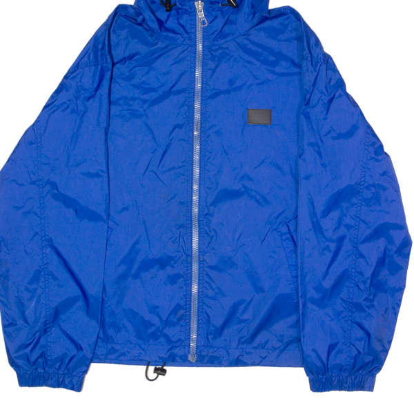 TOMMY HILFIGER Mens Rain Jacket Blue Nylon Hooded L Online Hot Sale