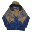 LONDON CLUB Womens Coat Blue 90s Hooded Floral L Online now