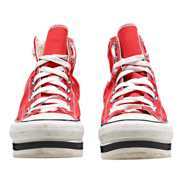 CONVERSE Platform High Top Trainers Red Canvas Womens UK 7 Online Hot Sale