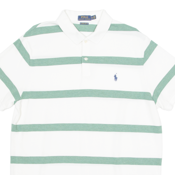 POLO RALPH LAUREN Custom Slim Fit Mens Polo Shirt White Striped XL Cheap