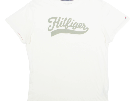 TOMMY HILFIGER Womens T-Shirt Cream M on Sale