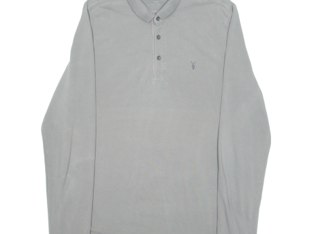 ALL SAINTS Mens Polo Shirt Grey Long Sleeve L For Discount