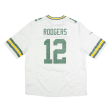 NIKE NFL Green Bay Packers 12 Rodgers Mens Jersey White USA V-Neck XL Fashion