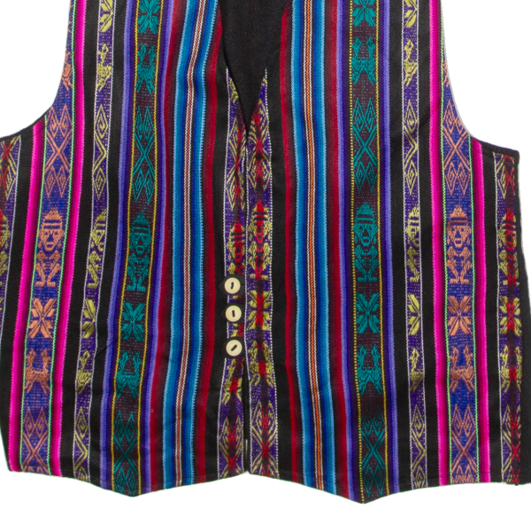 Mens Waistcoat Black Knit 90s Crazy Pattern L Online Sale