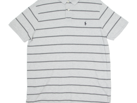 POLO RALPH LAUREN Custom Fit Mens Polo Shirt Grey Striped XL Online Sale