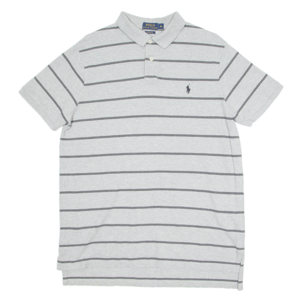 POLO RALPH LAUREN Custom Fit Mens Polo Shirt Grey Striped XL Online Sale