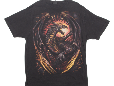 SPIRAL Dragon Mens T-Shirt Black Crew Neck XL Supply