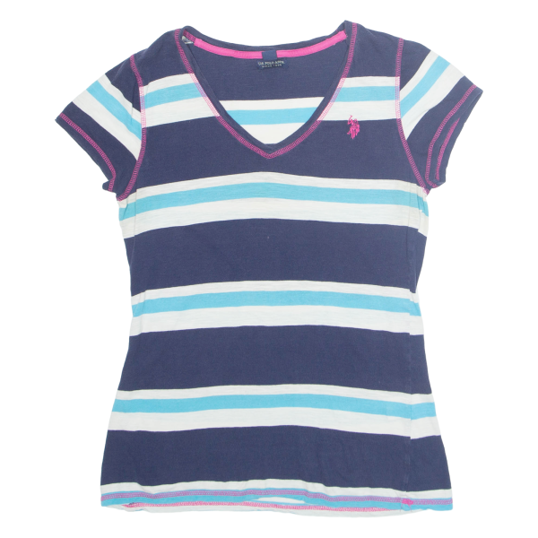 POLO RALPH LAUREN Striped Womens T-Shirt Blue V-Neck S on Sale