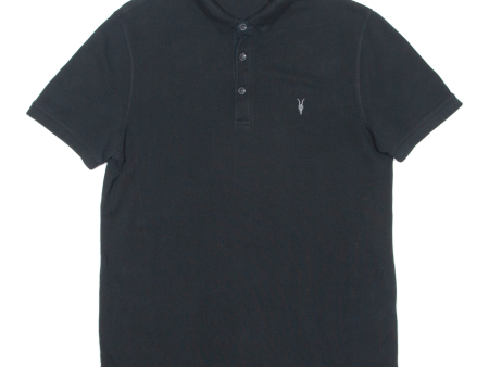 ALL SAINTS Mens Polo Shirt Black L Cheap