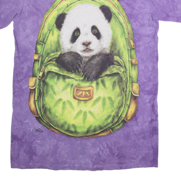 THE MOUNTAIN Panda Mens T-Shirt Purple L For Sale