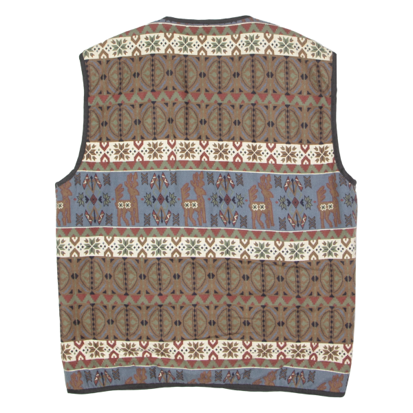 SPECTATOR Mens Gilet Brown Flannel 90s Fair Isle XL Supply