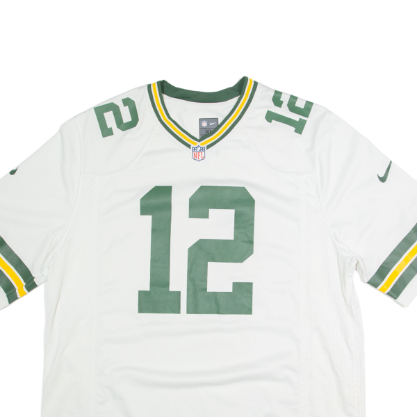 NIKE NFL Green Bay Packers 12 Rodgers Mens Jersey White USA V-Neck XL Fashion