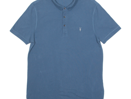 ALL SAINTS Mens Polo Shirt Blue L For Sale