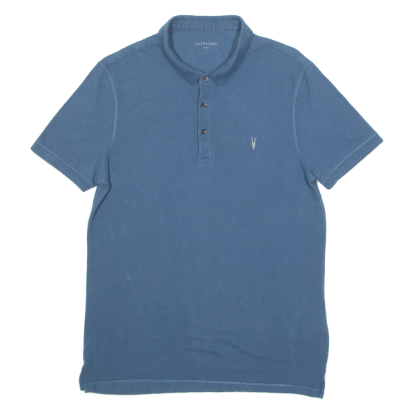 ALL SAINTS Mens Polo Shirt Blue L For Sale